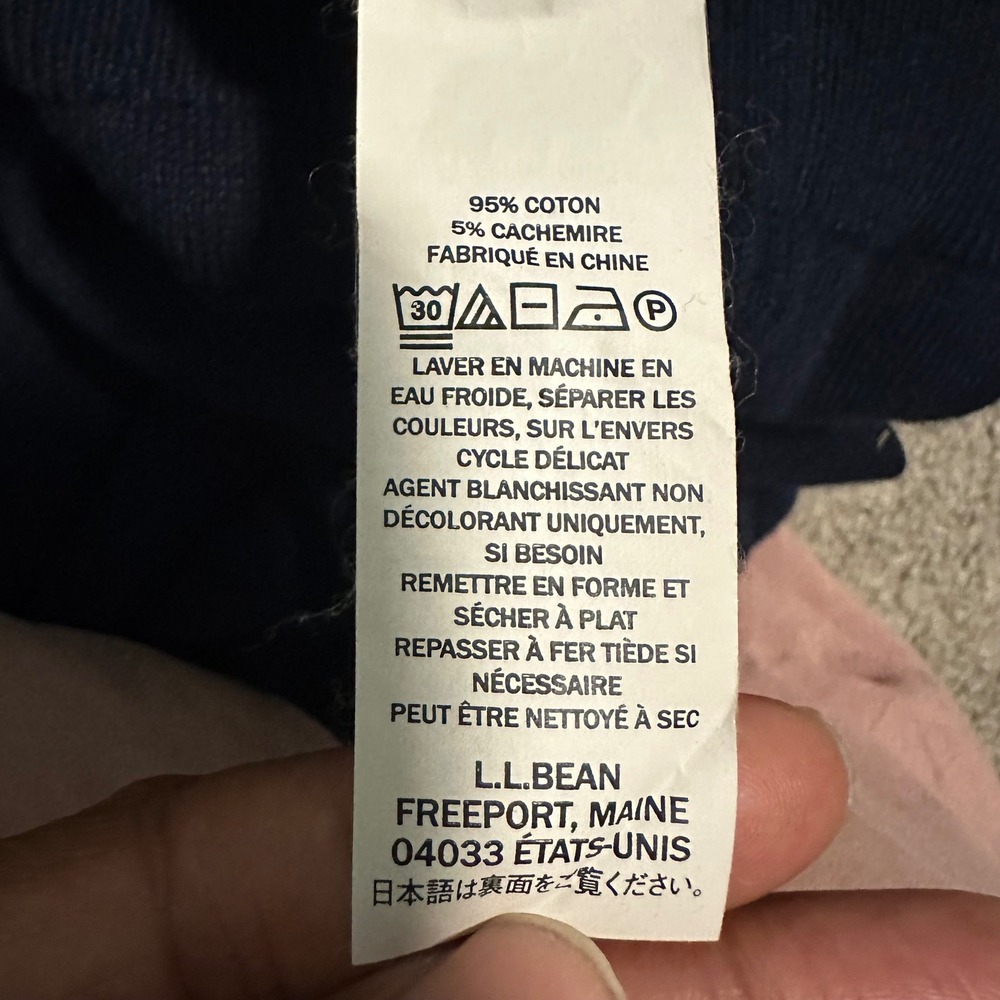 LL Bean Mens V Neck Navy Blue Cashmere Blend Sweater L REG - Picture 6 of 8